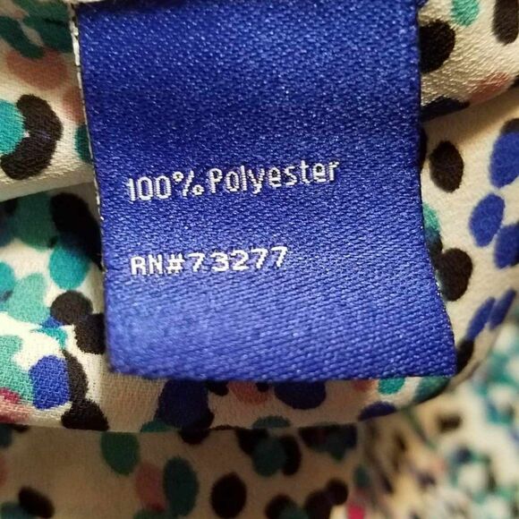 Apt 9 Teal white Blue Zip Front Poly Top with Breast Pockets size Large - Picture 14 of 14